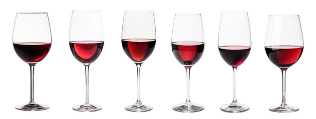 set of isolated red wine glasses