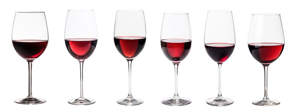 set of isolated red wine glasses