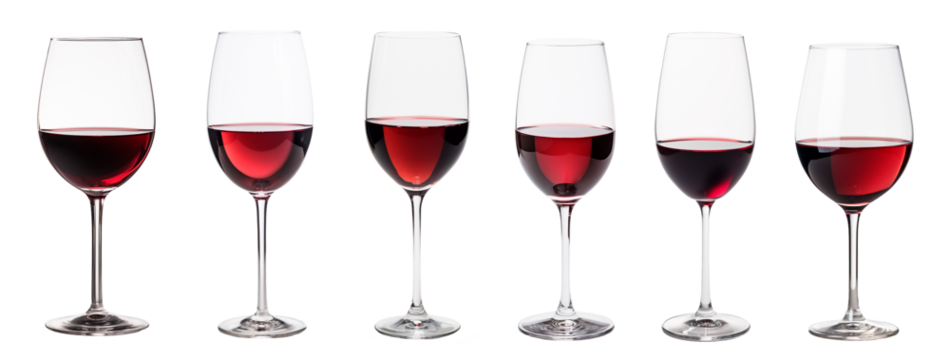 set of isolated red wine glasses