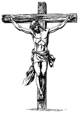 crucified jesus on wooden cross clip art preview