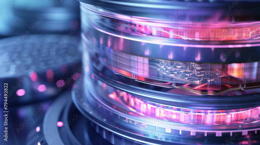 Aufkleber zoomed in on an illustration of the internal structure of the concentrator showcasing the layers of 