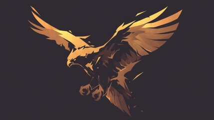 Illustrate a dynamic eagle logo in 2d graphics featuring an impressive falcon or hawk design