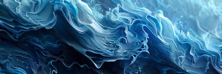 Design a captivating abstract background characterized by intricate blue wave elements
 - Powered by Adobe