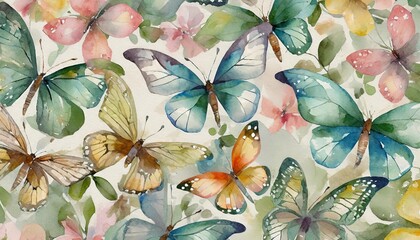 watercolor butterfly pattern background