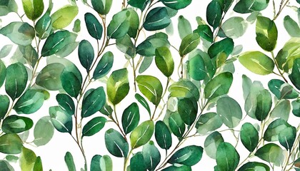 watercolor seamless pattern with eucalyptus branches and leaves