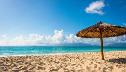 summer vacation background sea sand beach umbrella