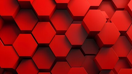 Design a futuristic concept with an abstract geometric background featuring overlapping red hexagonal shapes - obrazy, fototapety, plakaty