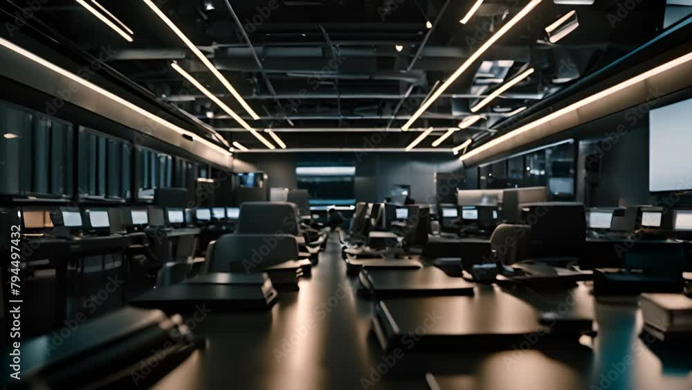 Poster room filled with computer monitors generative ai