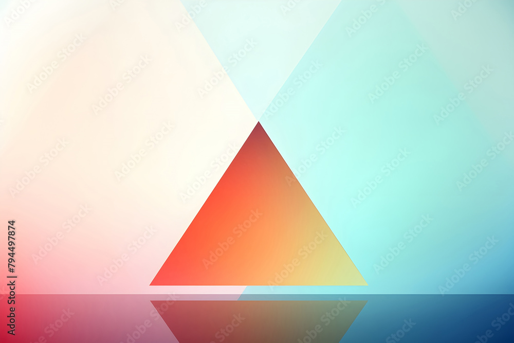 Poster vibrant triangle reflected on surface under multicolored gradient light