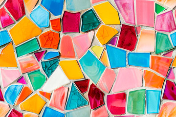 Seamless colorful stained glass mosaic with grout lines - obrazy, fototapety, plakaty