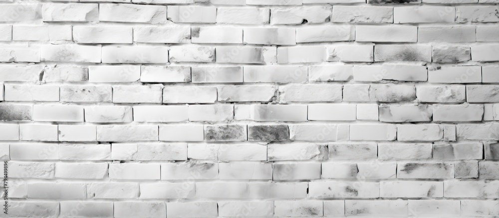 Poster grey rectangular brickwork pattern on building wall, composite material usage