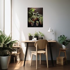Modern Greenery: Chic Plants on Black Table Setting