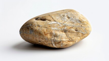 Obraz premium A single tan colored rock set against a white background
