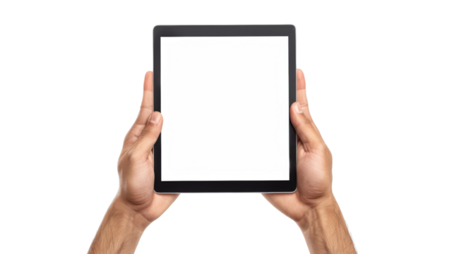 Hand man holding tablet 