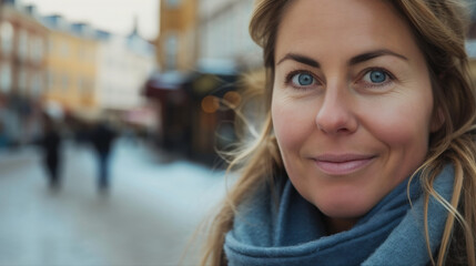 a businesswoman confidently leading a team-building treasure hunt in a historical city, emphasizing the creativity and teamwork skills of women in corporate environments. 