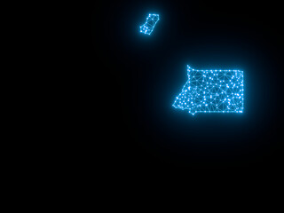 A sketching style of the map Equatorial Guinea. An abstract image for a geographical design template. Image isolated on black background.