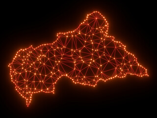 A sketching style of the map Central African Republic. An abstract image for a geographical design template. Image isolated on black background.
