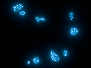 A sketching style of the map Cape Verde. An abstract image for a geographical design template. Image isolated on black background.