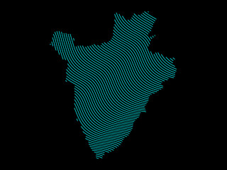 A sketching style of the map Burundi. An abstract image for a geographical design template. Image isolated on black background.