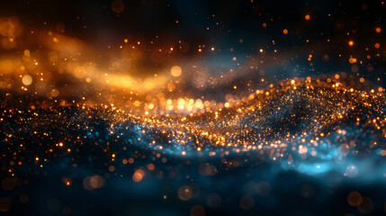 Abstract background with waves of golden particles creating a shimmering effect