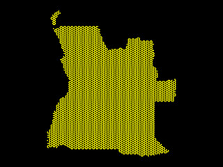 A sketching style of the map Angola. An abstract image for a geographical design template. Image isolated on black background.