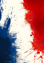 arrière-plan bleu, blanc et rouge, drapeau français en tâches de peinture - obrazy, fototapety, plakaty