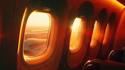 airplane window, cinematic lighting. 3d render 