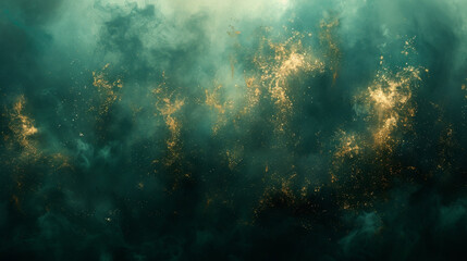 Abstract background with dark green and gold accents