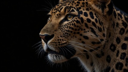  4K wallpaper presenting a close-up of a leopard's mouth against a striking black backdrop Generative AI