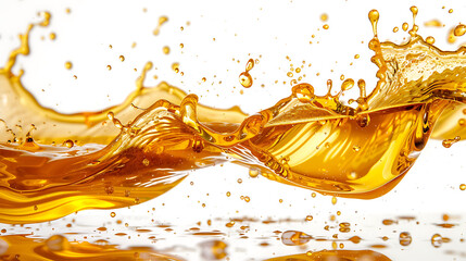 Splashes of oily liquid, Organic or motor oil isolated on white background