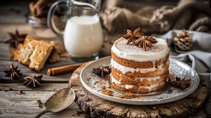 Spiced cakes with a pitcher of milk