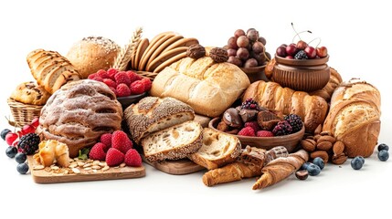 Bakery items displayed on a white backdrop