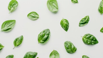 Green leaves on white surface