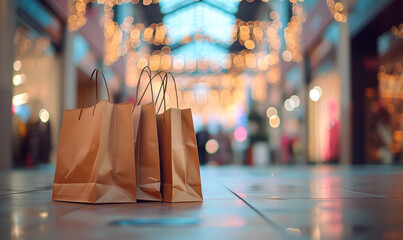 shopping bag in shop mall - obrazy, fototapety, plakaty