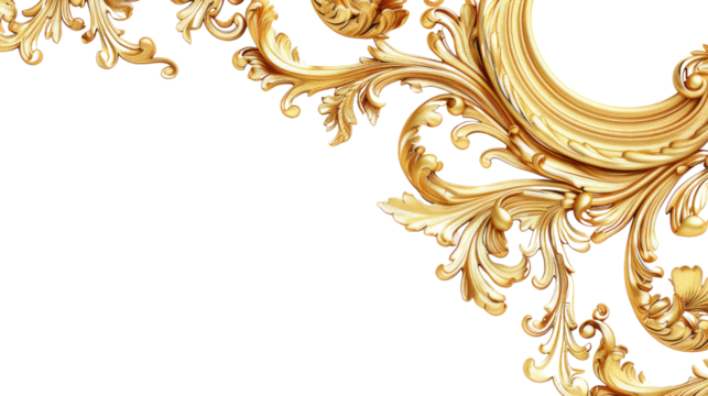 golden ornament on a transparent.