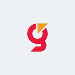 G letter logo red orange color.