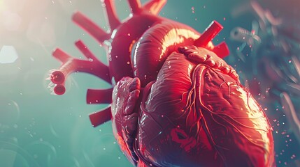 Human heart medical digital anatomy concept drawing painting art wallpaper background