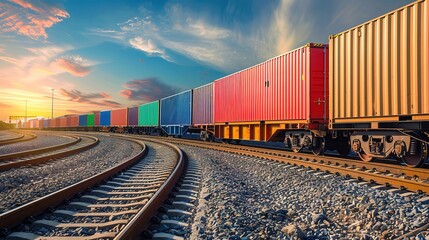 Fototapeta premium containers on logistic trains
