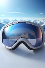 ski goggles with mountain reflection Generative AI