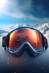 ski goggles with mountain reflection Generative AI