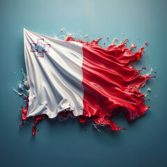 3D rendered Malta flag, isolated on a clean background. High-quality, realistic depiction perfect for various uses, Generated by AI.