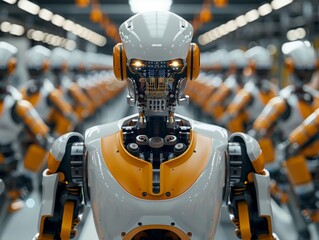 Futuristic Robot in Factory