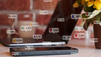 Social media and notification icons . social network concept. high quality - 794520612