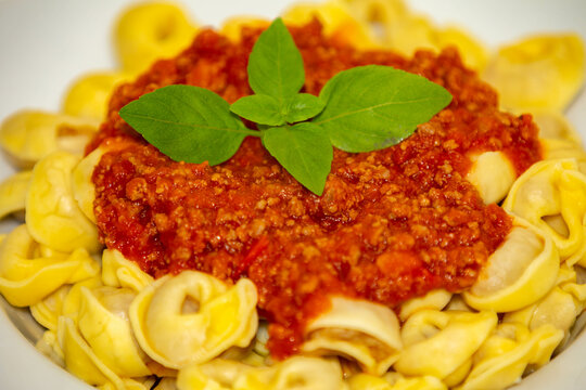 Tortellini or capeletti, isolated, in selective focus and fine details