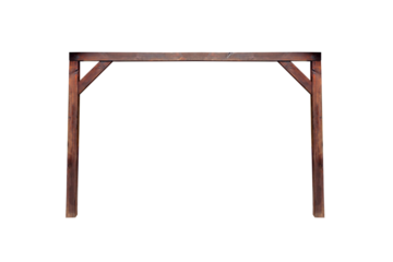 Frame made of wooden beams of the load-bearing wall of a wooden building and children's ball goal - on isolated transparent background.