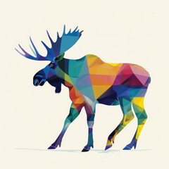 Obraz premium Colorful Geometric Moose Illustration