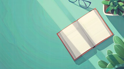 Open book template mock up above view concept drawing painting art wallpaper background