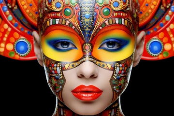 Fototapeta premium Vibrant Tribal Mask Makeup