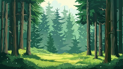 Pine tree forest nature wood concept drawing painting art wallpaper background
