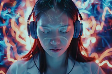 Techniques for Managing Health Stress and Narrative Structure in Sleep Studies: Using Polysomnography and Soothing Music to Enhance Mental Events and Resilience. - obrazy, fototapety, plakaty